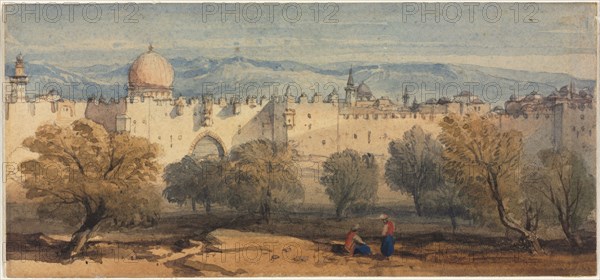 St. Stephen's Gate, Jerusalem, c. 1860. Richard Principal Leitch (British, 1844-1865). Watercolor; sheet: 6 x 13 cm (2 3/8 x 5 1/8 in.).