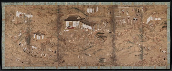 Autumn in the Mountains, 1600s. Tosa School (Japanese). Six-fold screen; ink and color with applied silver and gold leaf on paper; image: 135.5 x 353.8 cm (53 3/8 x 139 5/16 in.).