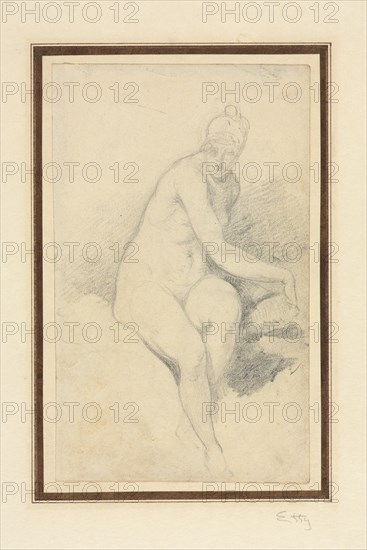 Seated Nude. William Etty (British, 1787-1849). Graphite; sheet: 17.2 x 10.5 cm (6 3/4 x 4 1/8 in.).