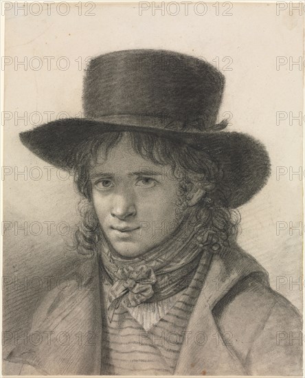 Self-Portrait in a Hat, c. 1790. Anne-Louis Girodet de Roucy-Trioson (French, 1767-1824). Black chalk, with stumping, heightened with traces of white gouache; sheet: 21.6 x 17.5 cm (8 1/2 x 6 7/8 in.); secondary support: 21.6 x 17.5 cm (8 1/2 x 6 7/8 in.).