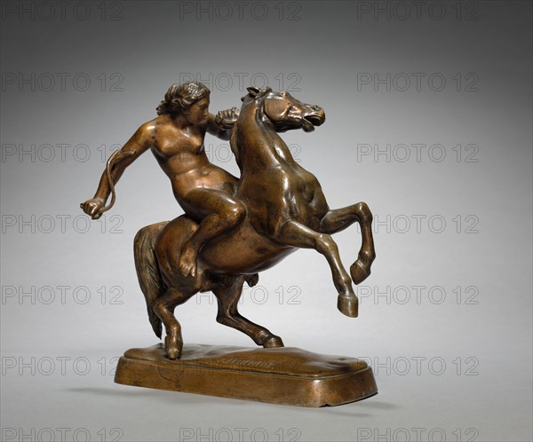 Amazon Taming a Horse, c. 1840-1843. Jean-Jacques Feuchère (French, 1807-1852). Bronze; overall: 31 x 31.1 x 15.1 cm (12 3/16 x 12 1/4 x 5 15/16 in.)