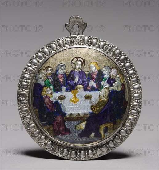 Medallion: The Last Supper, late 1400s. France, 15th century. Basse-taille enamel on silver; diameter: 5.8 cm (2 5/16 in.)