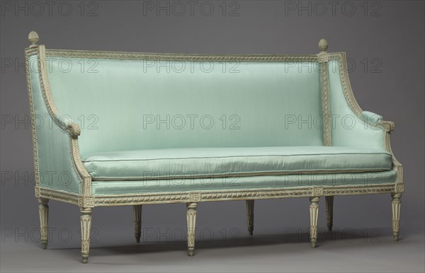 Settee, c. 1780. Philippe-Joseph Pluvinet (French, 1793). Painted wood and upholstery; overall: 162.5 cm (64 in.).