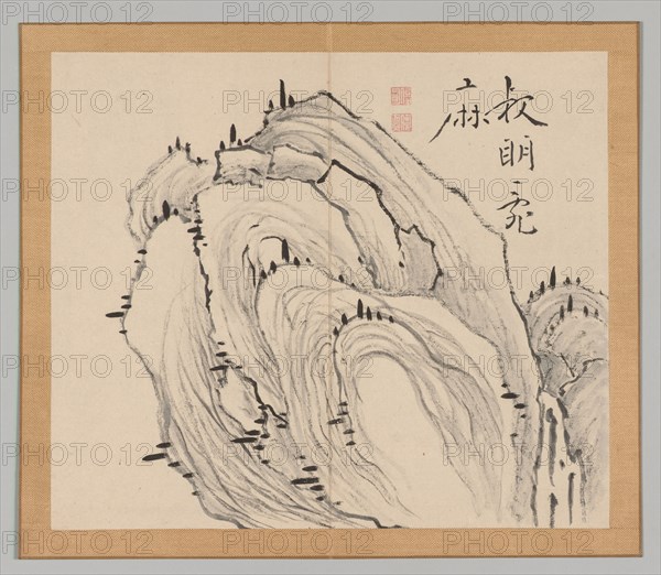 Double Album of Landscape Studies after Ikeno Taiga, Volume 1 (leaf 11), 18th century. Aoki Shukuya (Japanese, 1789). Pair of albums; ink, or ink and light color on paper; album, closed: 28.3 x 33 cm (11 1/8 x 13 in.).