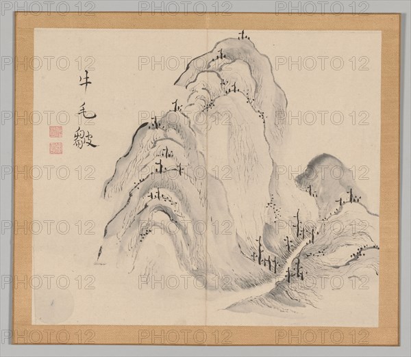 Double Album of Landscape Studies after Ikeno Taiga, Volume 1 (leaf 15), 18th century. Aoki Shukuya (Japanese, 1789). Pair of albums; ink, or ink and light color on paper; album, closed: 28.3 x 33 cm (11 1/8 x 13 in.).