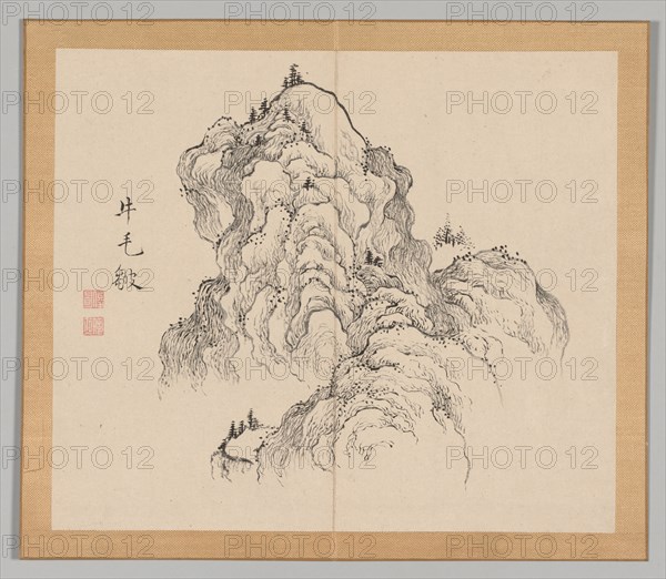 Double Album of Landscape Studies after Ikeno Taiga, Volume 1 (leaf 16), 18th century. Aoki Shukuya (Japanese, 1789). Pair of albums; ink, or ink and light color on paper; album, closed: 28.3 x 33 cm (11 1/8 x 13 in.).