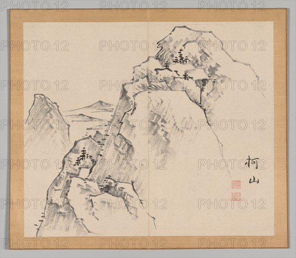 Double Album of Landscape Studies after Ikeno Taiga, Volume 1 (leaf 27), 18th century. Aoki Shukuya (Japanese, 1789). Pair of albums; ink, or ink and light color on paper; album, closed: 28.3 x 33 cm (11 1/8 x 13 in.).