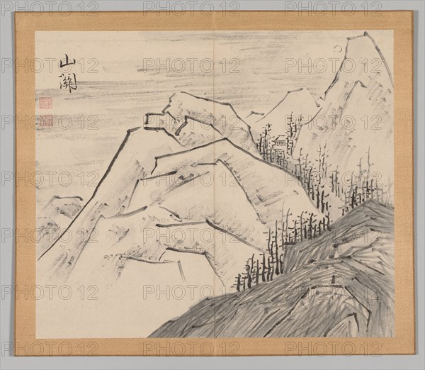 Double Album of Landscape Studies after Ikeno Taiga, Volume 1 (leaf 29), 18th century. Aoki Shukuya (Japanese, 1789). Pair of albums; ink, or ink and light color on paper; album, closed: 28.3 x 33 cm (11 1/8 x 13 in.).