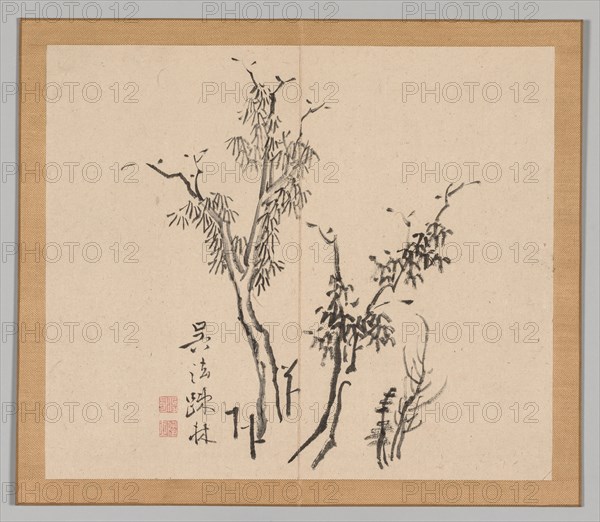 Double Album of Landscape Studies after Ikeno Taiga, Volume 1 (leaf 5), 18th century. Aoki Shukuya (Japanese, 1789). Pair of albums; ink, or ink and light color on paper; album, closed: 28.3 x 33 cm (11 1/8 x 13 in.).