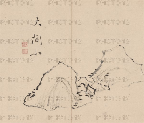 Double Album of Landscape Studies after Ikeno Taiga, Volume 1 (leaf 6), 18th century. Aoki Shukuya (Japanese, 1789). Pair of albums; ink, or ink and light color on paper; album, closed: 28.3 x 33 cm (11 1/8 x 13 in.).