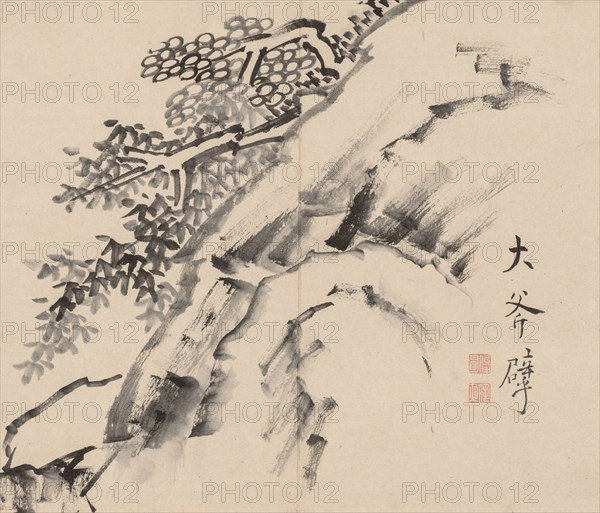 Double Album of Landscape Studies after Ikeno Taiga, Volume 1 (leaf 9), 18th century. Aoki Shukuya (Japanese, 1789). Pair of albums; ink, or ink and light color on paper; album, closed: 28.3 x 33 cm (11 1/8 x 13 in.).