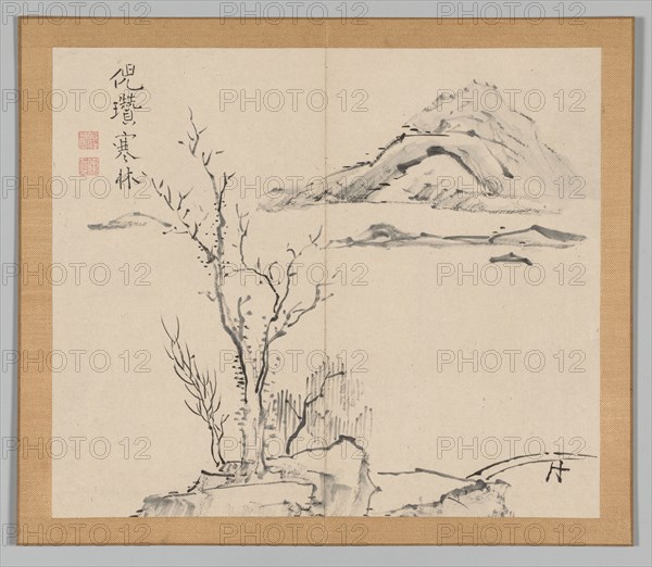 Double Album of Landscape Studies after Ikeno Taiga, Volume 2 (leaf 11), 18th century. Aoki Shukuya (Japanese, 1789). Pair of albums; ink, or ink and light color on paper; album, closed: 28.3 x 33 cm (11 1/8 x 13 in.).