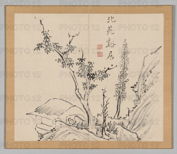 Double Album of Landscape Studies after Ikeno Taiga, Volume 2 (leaf 13), 18th century. Aoki Shukuya (Japanese, 1789). Pair of albums; ink, or ink and light color on paper; album, closed: 28.3 x 33 cm (11 1/8 x 13 in.).