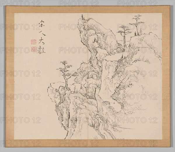 Double Album of Landscape Studies after Ikeno Taiga, Volume 2 (leaf 1), 18th century. Aoki Shukuya (Japanese, 1789). Pair of albums; ink, or ink and light color on paper; album, closed: 28.3 x 33 cm (11 1/8 x 13 in.).