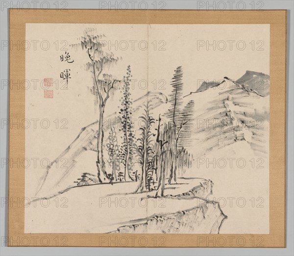 Double Album of Landscape Studies after Ikeno Taiga, Volume 2 (leaf 21), 18th century. Aoki Shukuya (Japanese, 1789). Pair of albums; ink, or ink and light color on paper; album, closed: 28.3 x 33 cm (11 1/8 x 13 in.).