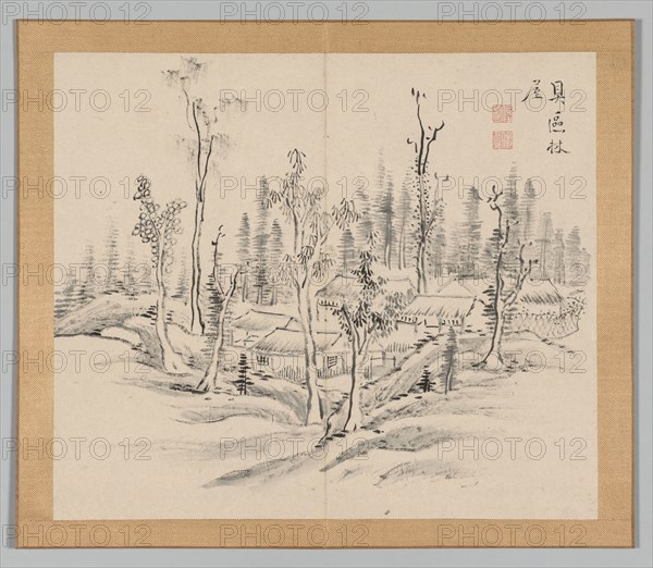 Double Album of Landscape Studies after Ikeno Taiga, Volume 2 (leaf 23), 18th century. Aoki Shukuya (Japanese, 1789). Pair of albums; ink, or ink and light color on paper; album, closed: 28.3 x 33 cm (11 1/8 x 13 in.).