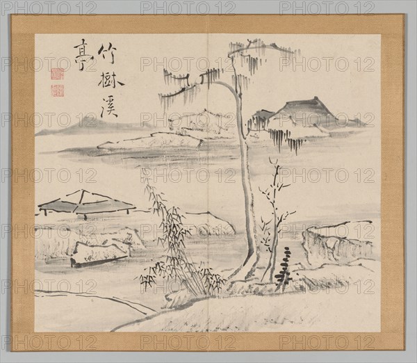 Double Album of Landscape Studies after Ikeno Taiga, Volume 2 (leaf 24), 18th century. Aoki Shukuya (Japanese, 1789). Pair of albums; ink, or ink and light color on paper; album, closed: 28.3 x 33 cm (11 1/8 x 13 in.).