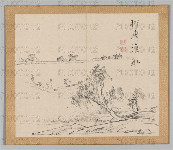 Double Album of Landscape Studies after Ikeno Taiga, Volume 2 (leaf 27), 18th century. Aoki Shukuya (Japanese, 1789). Pair of albums; ink, or ink and light color on paper; album, closed: 28.3 x 33 cm (11 1/8 x 13 in.).