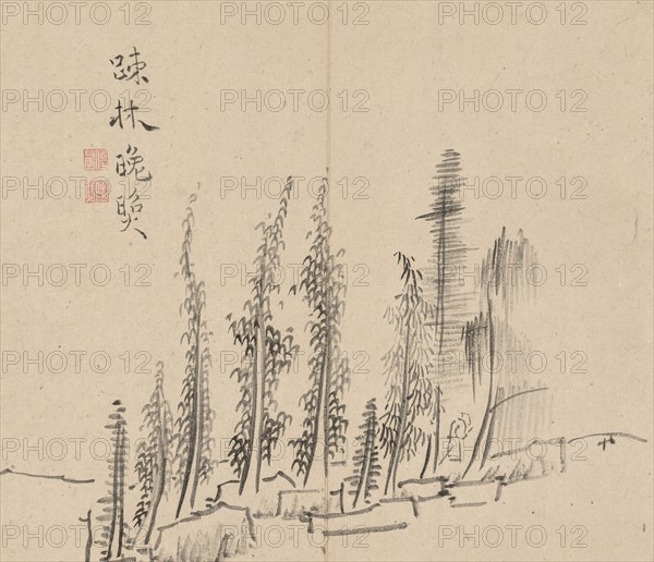 Double Album of Landscape Studies after Ikeno Taiga, Volume 2 (leaf 30), 18th century. Aoki Shukuya (Japanese, 1789). Pair of albums; ink, or ink and light color on paper; album, closed: 28.3 x 33 cm (11 1/8 x 13 in.).