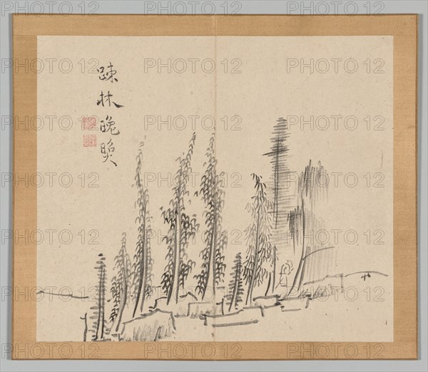 Double Album of Landscape Studies after Ikeno Taiga, Volume 2 (leaf 30), 18th century. Aoki Shukuya (Japanese, 1789). Pair of albums; ink, or ink and light color on paper; album, closed: 28.3 x 33 cm (11 1/8 x 13 in.).