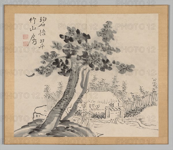 Double Album of Landscape Studies after Ikeno Taiga, Volume 2 (leaf 32), 18th century. Aoki Shukuya (Japanese, 1789). Pair of albums; ink, or ink and light color on paper; album, closed: 28.3 x 33 cm (11 1/8 x 13 in.).