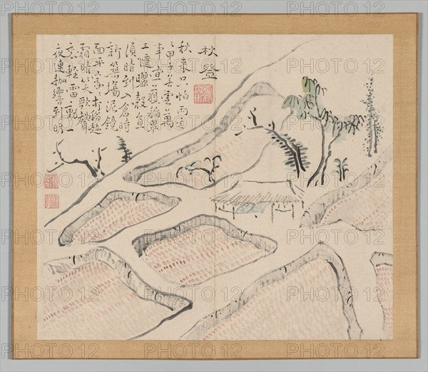 Double Album of Landscape Studies after Ikeno Taiga, Volume 2 (leaf 35), 18th century. Aoki Shukuya (Japanese, 1789). Pair of albums; ink, or ink and light color on paper; album, closed: 28.3 x 33 cm (11 1/8 x 13 in.).