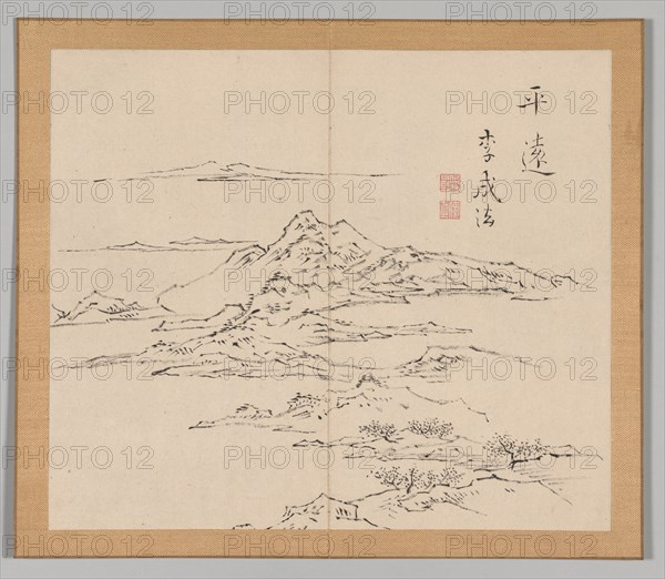 Double Album of Landscape Studies after Ikeno Taiga, Volume 2 (leaf 8), 18th century. Aoki Shukuya (Japanese, 1789). Pair of albums; ink, or ink and light color on paper; album, closed: 28.3 x 33 cm (11 1/8 x 13 in.).
