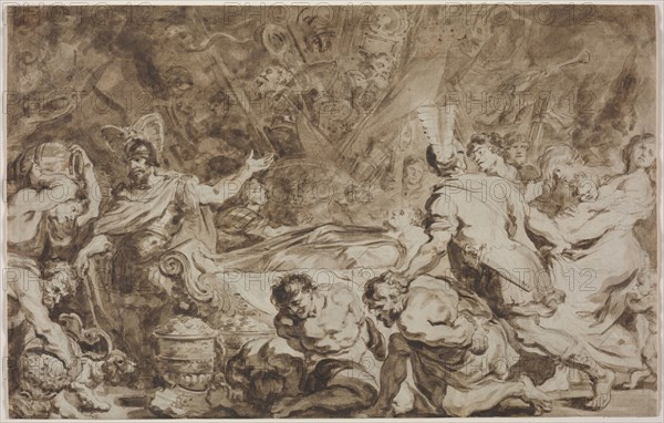 The Funeral of Decius Mus, 1774. Jean-Honoré Fragonard (French, 1732-1806). Brush and brown ink and wash over black chalk; sheet: 24 x 37.6 cm (9 7/16 x 14 13/16 in.).