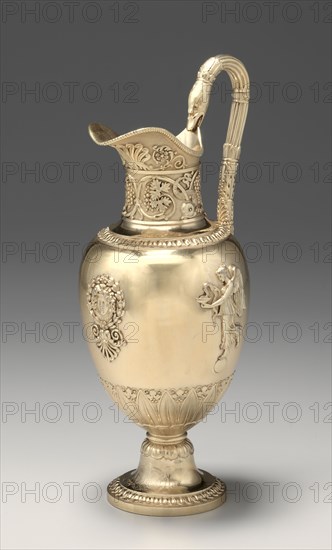 Ewer (aiguière), c. 1817. Jean Baptiste Claude Odiot (French). Silver gilt; overall: 24.6 x 11.6 x 9.9 cm (9 11/16 x 4 9/16 x 3 7/8 in.).