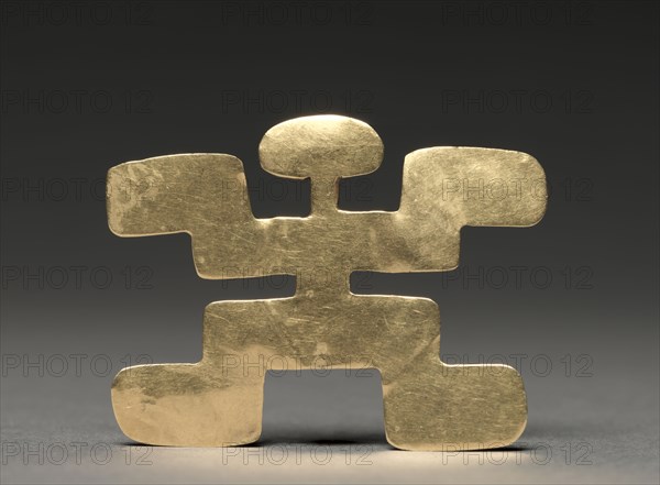 Abstract Figure Pendant, c. 100-900. Colombia, (Central Highlands), Tolima Style, c. 100-900. Hammered gold; overall: 4.5 x 5.9 cm (1 3/4 x 2 5/16 in.).