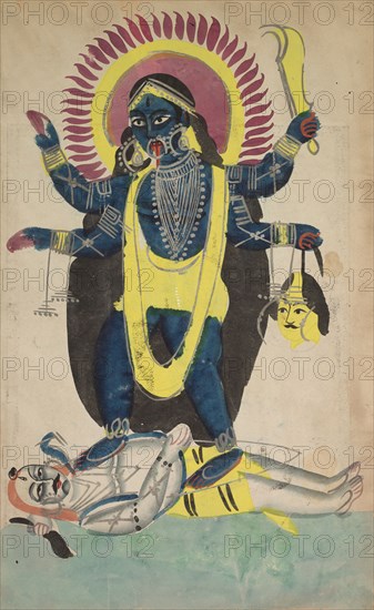 Two Aspects of Kali, c. 1880 - 1890. India, Kalighat painting, 19th century. Color on paper; overall: 49.5 x 29 cm (19 1/2 x 11 7/16 in.).