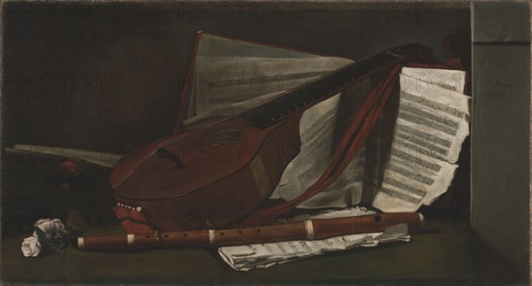 Attributes of Music, 1863. François Bonvin (French, 1817-1887). Oil on fabric; unframed: 62.6 x 116 cm (24 5/8 x 45 11/16 in.)