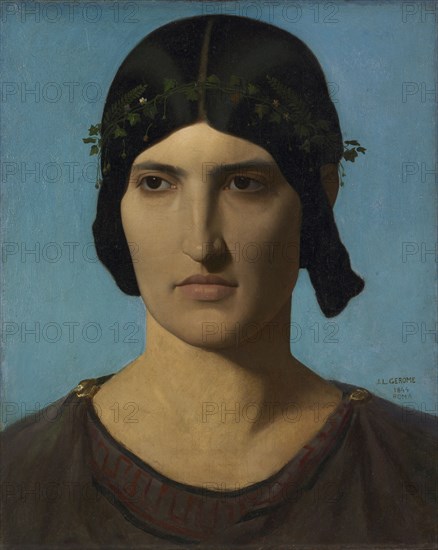 Head of an Italian Woman, 1847-1860. Jean-Léon Gérôme (French, 1824-1904). Oil on fabric; framed: 60 x 51 x 6 cm (23 5/8 x 20 1/16 x 2 3/8 in.); unframed: 44.5 x 36 cm (17 1/2 x 14 3/16 in.)