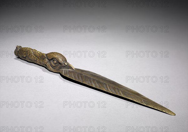Paper Knife, 1800s. Jules Pierre Moigniez (French, 1835-1894). Bronze, golden brown patina; overall: 34.6 cm (13 5/8 in.).