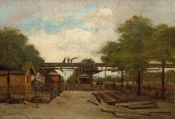 Construction of an Elevated Railway:  Bridge over the Cours de Vincennes, 1888. Paul Désiré Trouillebert (French, 1829-1900). Oil on fabric; unframed: 38.2 x 56 cm (15 1/16 x 22 1/16 in.)