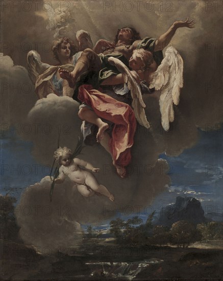 Study for "An Apotheosis of a Saint" (for San Bernardino dei Morti, Milan), c. 1695. Sebastiano Ricci (Italian, 1659-1734). Oil on canvas; framed: 96.5 x 81.9 x 6.4 cm (38 x 32 1/4 x 2 1/2 in.); unframed: 78.5 x 62.8 cm (30 7/8 x 24 3/4 in.).