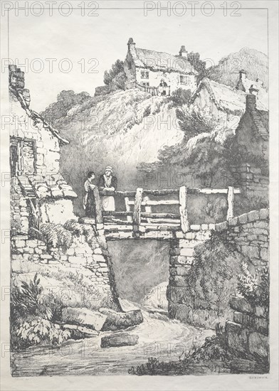 A Series of Ancient Buildings and Rural Cottages in the North of England:  Runswick, 1821. Samuel Prout (British, 1783-1852). Softground etching