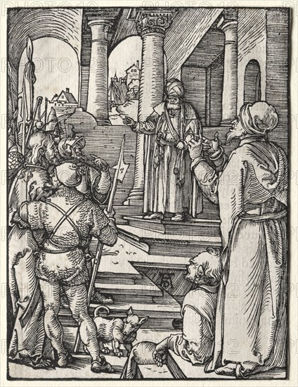The Small Passion:  Christ Before Pilate, c. 1509-1511. Albrecht Dürer (German, 1471-1528). Woodcut