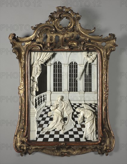 The Annunciation, 1750s. Johann Michael Düchert (German, 1725-1799). Ivory, ebony, velvet, in the original gilded and glazed frame; framed: 56.5 x 41.9 x 6.3 cm (22 1/4 x 16 1/2 x 2 1/2 in.); unframed: 33.5 x 25.4 x 3.5 cm (13 3/16 x 10 x 1 3/8 in.).