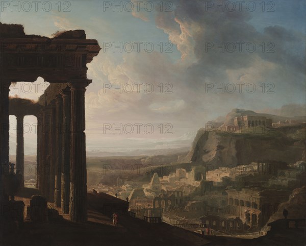 Ruins of an Ancient City, c. 1810 - 1820. John Martin (British, 1789-1854). Oil on paper, mounted on canvas; framed: 118.5 x 142 x 8 cm (46 5/8 x 55 7/8 x 3 1/8 in.); unframed: 95.6 x 118.6 cm (37 5/8 x 46 11/16 in.)