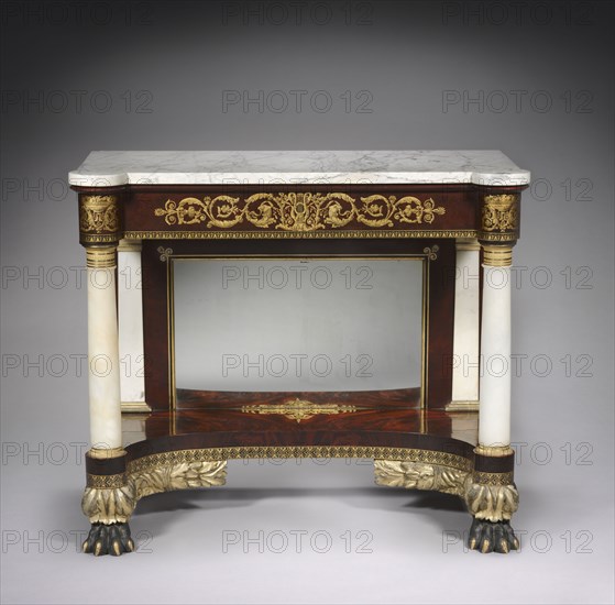 Pier Table, c. 1829-1835. Joseph Meeks and Sons (American). Mahogany; marble; overall: 91.5 x 105.4 x 57.1 cm (36 x 41 1/2 x 22 1/2 in.).