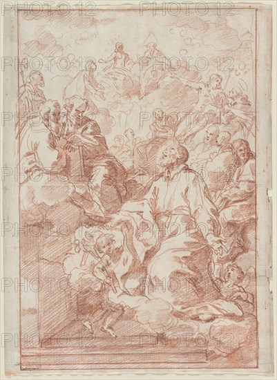 Vision of St. Philip Neri, c. 1673-75. Carlo Maratti (Italian, 1625-1713). Red chalk; sheet: 36 x 26.2 cm (14 3/16 x 10 5/16 in.); image: 35 x 23.3 cm (13 3/4 x 9 3/16 in.).