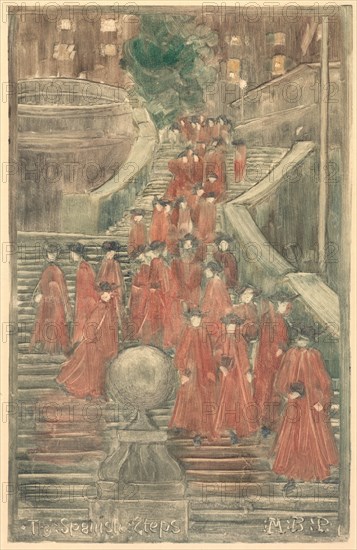 The Spanish Steps, 1898-1899. Maurice Prendergast (American, 1858-1924). Monotype; image: 29.7 x 19 cm (11 11/16 x 7 1/2 in.)