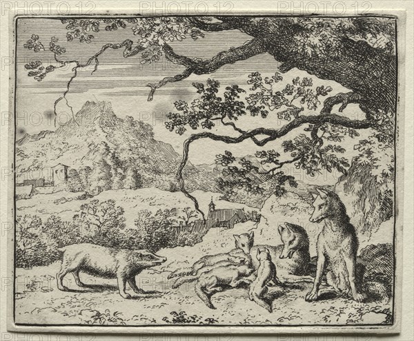 Reynard the Fox:  The Badger Calls Reynard to Court. Allart van Everdingen (Dutch, 1621-1675). Etching