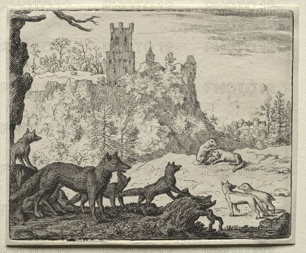 Reynard the Fox:  Reynard and the Badger Depart for Court. Allart van Everdingen (Dutch, 1621-1675). Etching