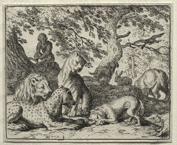 Reynard the Fox:  Reynard Describes a False Plot Against the Lion. Allart van Everdingen (Dutch, 1621-1675). Etching