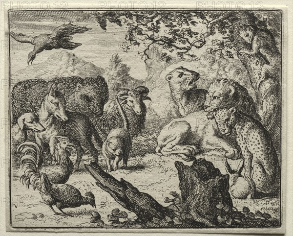 Reynard the Fox:  The Lion's Court. Allart van Everdingen (Dutch, 1621-1675). Etching