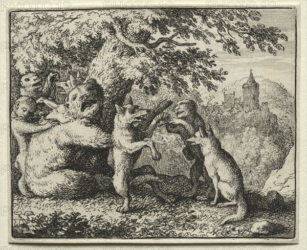 Reynard the Fox:  Reynard Equipped for his Pilgrimage. Allart van Everdingen (Dutch, 1621-1675). Etching