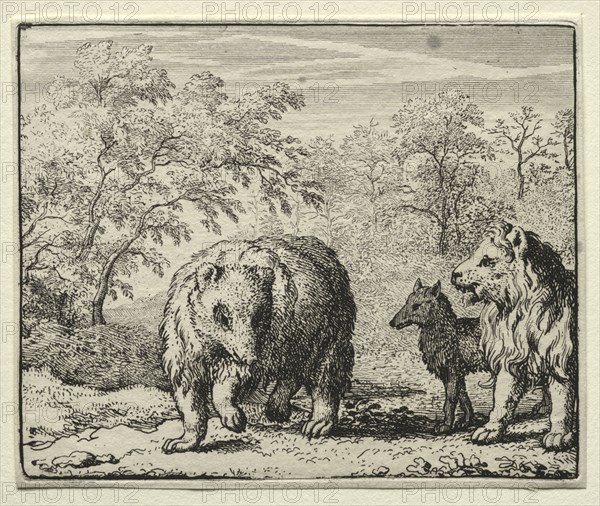 Reynard the Fox:  The Freeing of the Wolf and the Bear. Allart van Everdingen (Dutch, 1621-1675). Etching