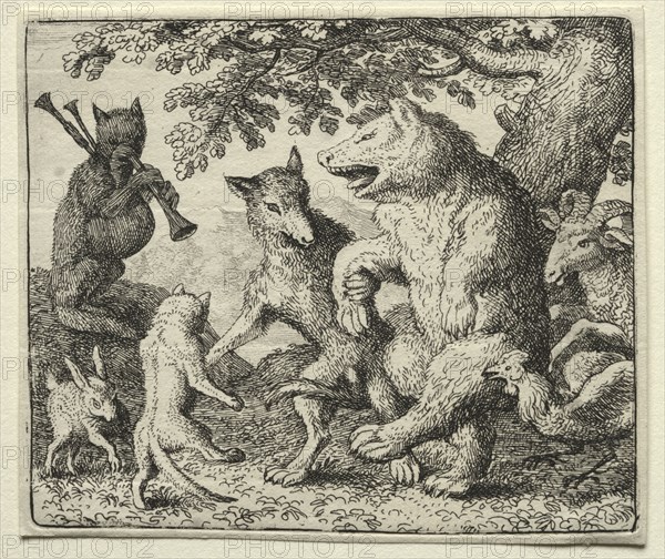 Reynard the Fox:  The Wolf and the Bear Celebrate Their Freedom. Allart van Everdingen (Dutch, 1621-1675). Etching
